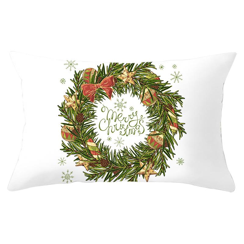 Green Series Christmas Peach Skin Printed Waist Pillowcase Square Sofa Pillowcase Office Pillowcase