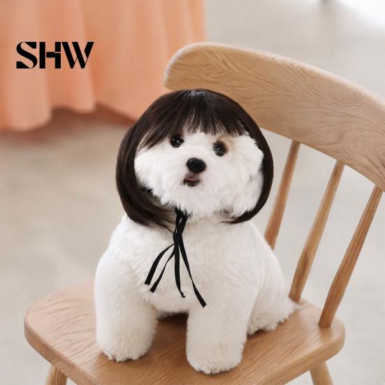 Small Dog Halloween Costume Funny Pet Wig, Cute Bob Cut Cat Afro Curly Wig with Adjustable Cosplay Accessories Elastic Band, Breathable for Dogs, Cats