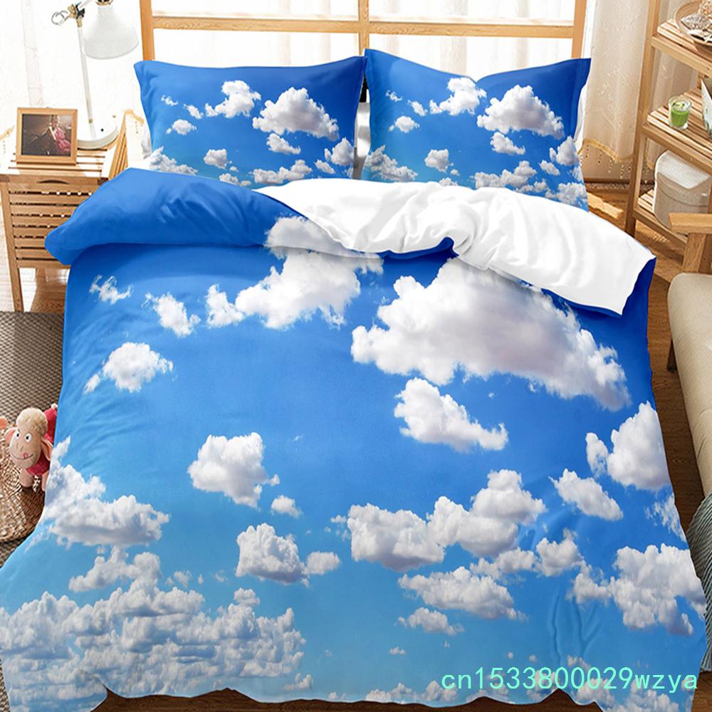 White Cloud Duvet Cover Set Comforter Cover Twin Full King Size For Kids Teens Adults Bedroom Decor Bedding Set With Pillowcase