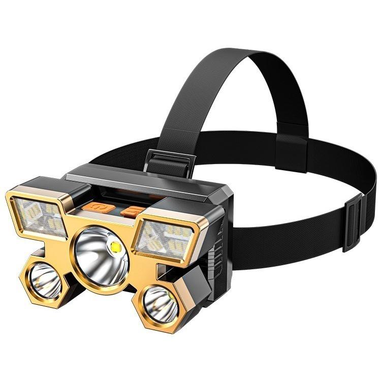 Rechargeable Outdoor ABS Headlamp with Fixed Focus, High-Brightness, and Long-Range Five-Light Floodlight