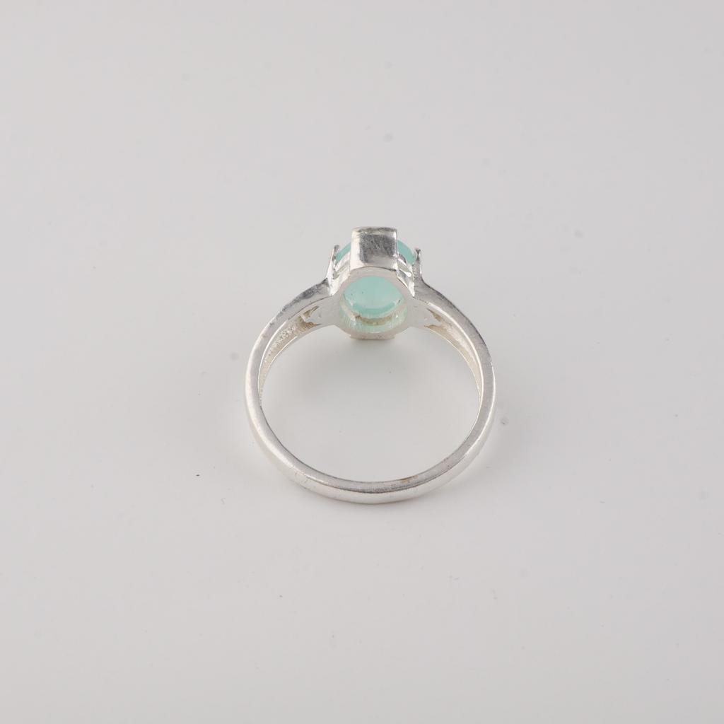 Aqua Chalcedony Gemstone 925 Sterling Silver Jewelry, Pretty Ring For Anniversary Gift CZR-18-19