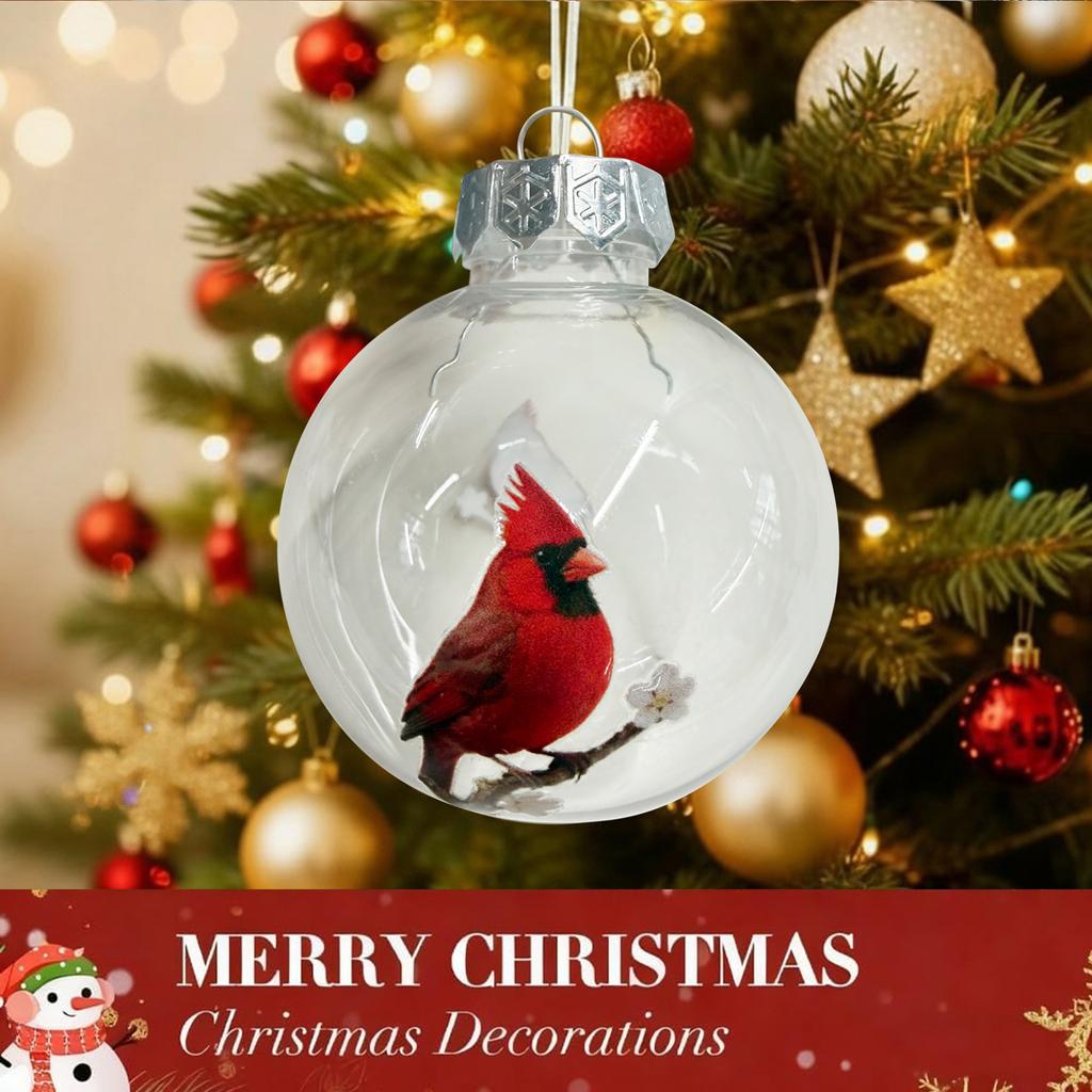 Christmas Nature's Bird Glass Tree Ornaments Xmas PVC Clear Balls Crystal Glass Hanging Pendant for Home Holiday Party Decor