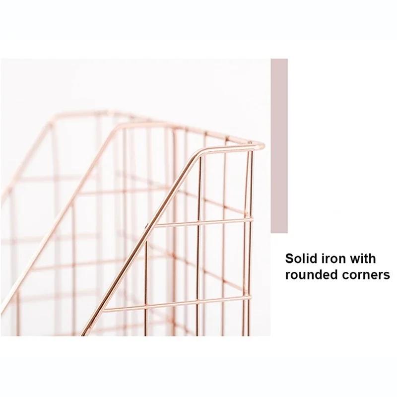 Desk Organizer Bedroom Wrought Iron Stationery Nordic Style Home Office Mesh Book Shelf File Holder Magazine Rack Management