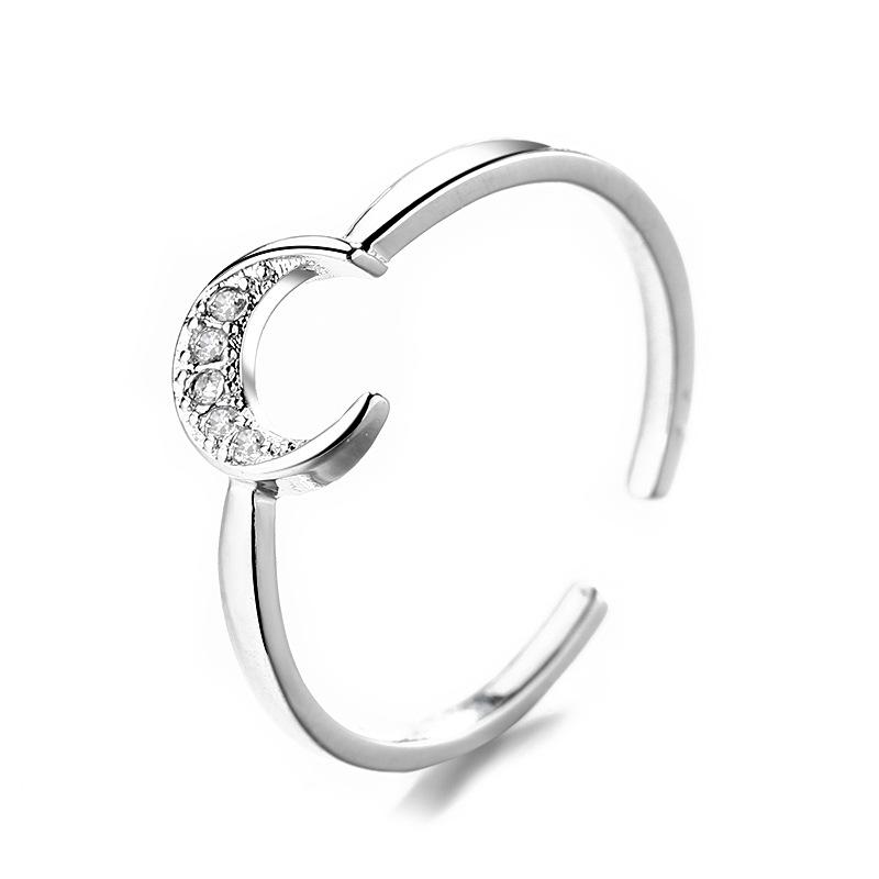 VENTFILLE 925 Sterling Silver Moon Tassel Opening Female Fashion Ins Ring Dropship Wholesale