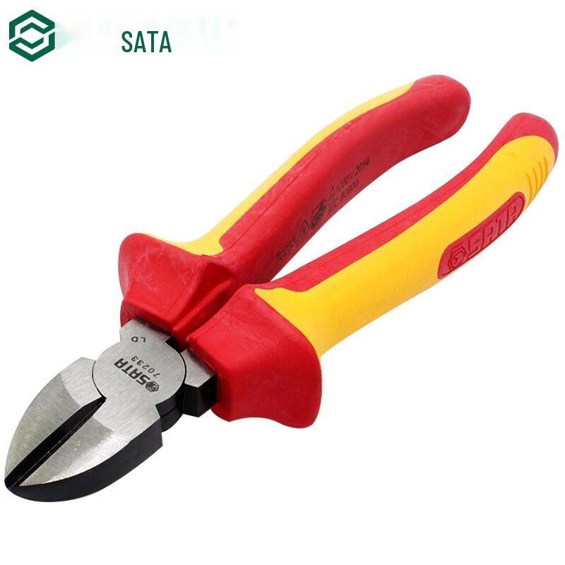 SATA 70233 High-Voltage Insulated Diagonal Cutting Pliers 7-Inch
