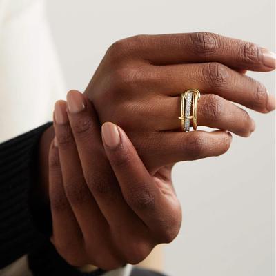 Three-ring Stacked Zircon Ring Titanium Steel Electroplating Non-discoloration Ring Ins Women's Advanced Sense