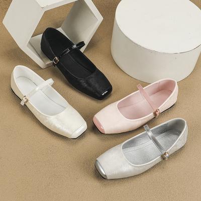 Gentle Mary Jane Shoes Women'S Shoes Shallow Mouth Square Head Soft Sole Flat Sole Single Shoe