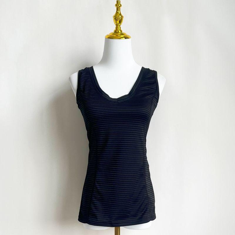 

Summer Stripes Silm Slim Looking Sleeveless Fashion Vest Black Stripes Size S