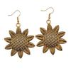 Circle Frame Flowers Dangle Earrings Romantic Floral Female Drop Jewelry