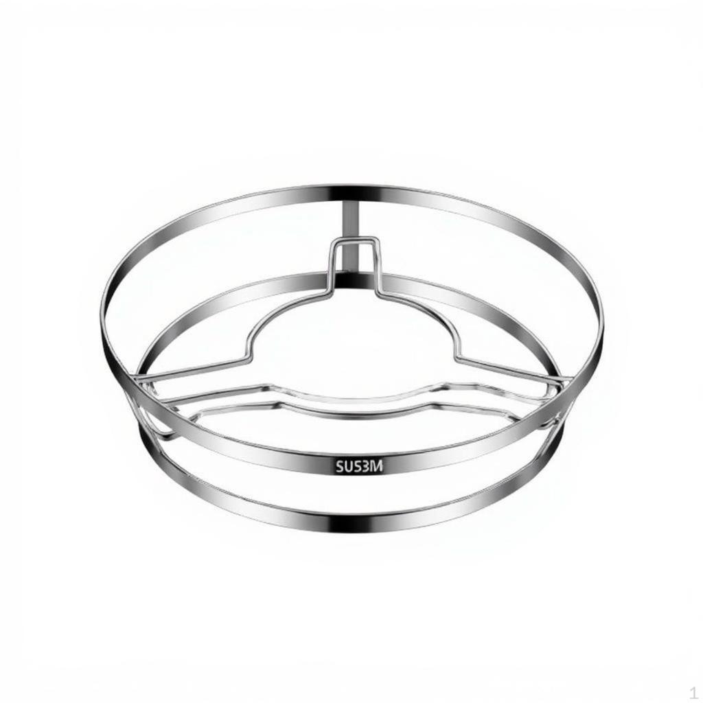 304 Stainless Steel Pot Rack, DoubleTier HeatResistant Stand, Kitchen Organizer Silver 25.5*22.3*6cm