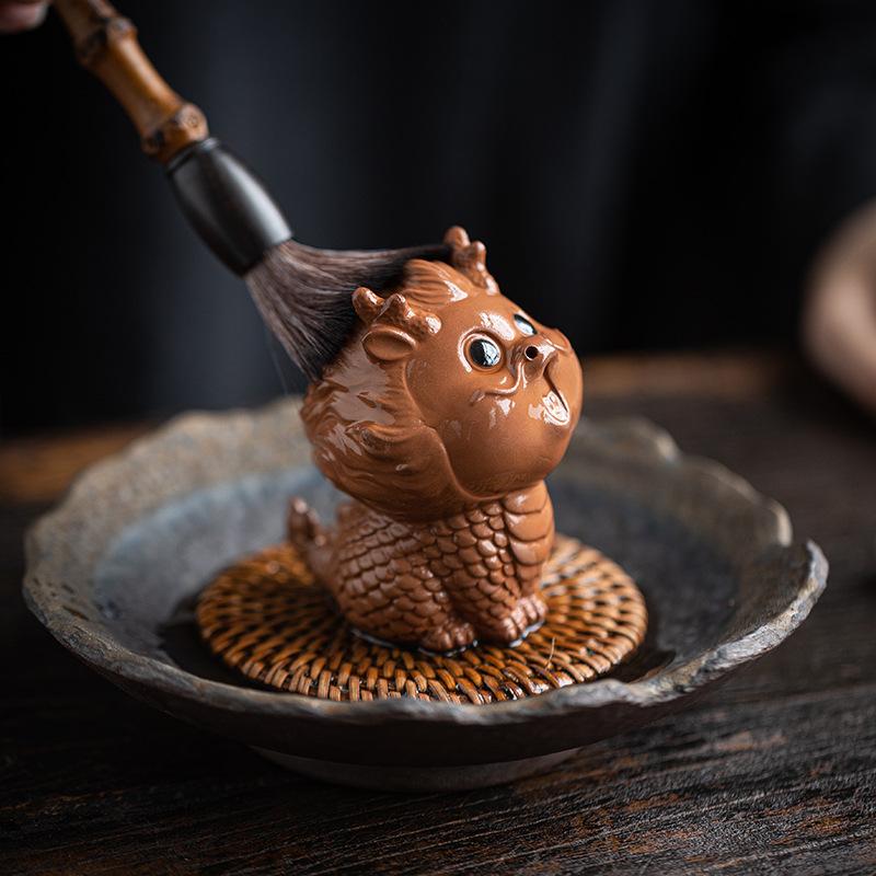 1pc Purple Clay Tea Pet Fortune God Beast 12 Zodiac Dragon Decoration Cute Mascot Tea Table Decoration Tea Play