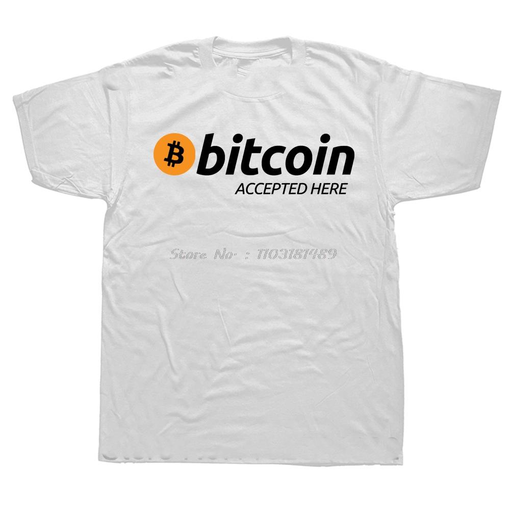 Accepted Here Btc Logo Tshirt For Male Bitcoin Cryptocurrency Meme Clothing Fashion Cotton T Shirt Short Sleeve Unisexs Clothes S