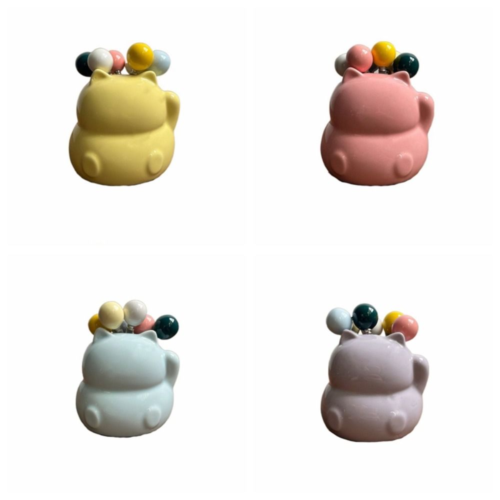 Cartoon Cat Ceramic Fruit Forks Set Ins Style Solid Color Ceramic Fruit Forks Receipt Jar Comfortable Grip Creative