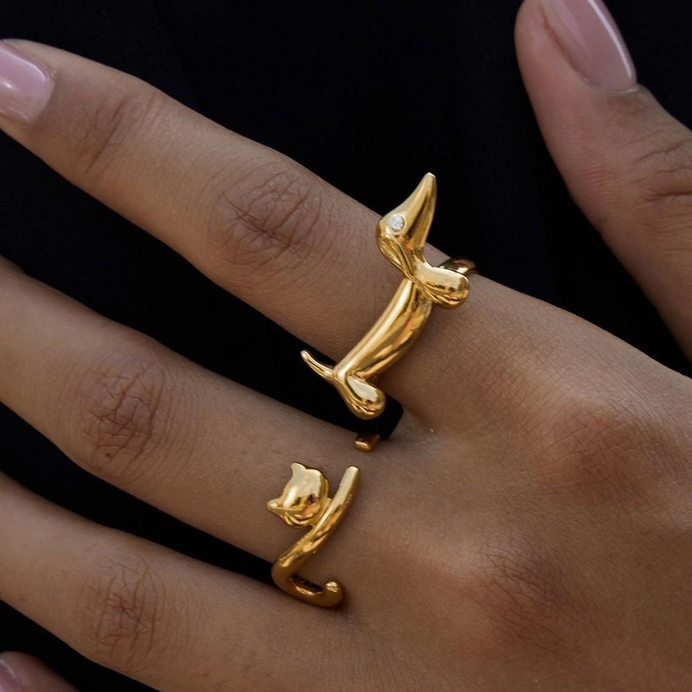 Lines Dog Ring Cartoon Women Jewelry Fashion Opening Ring Party