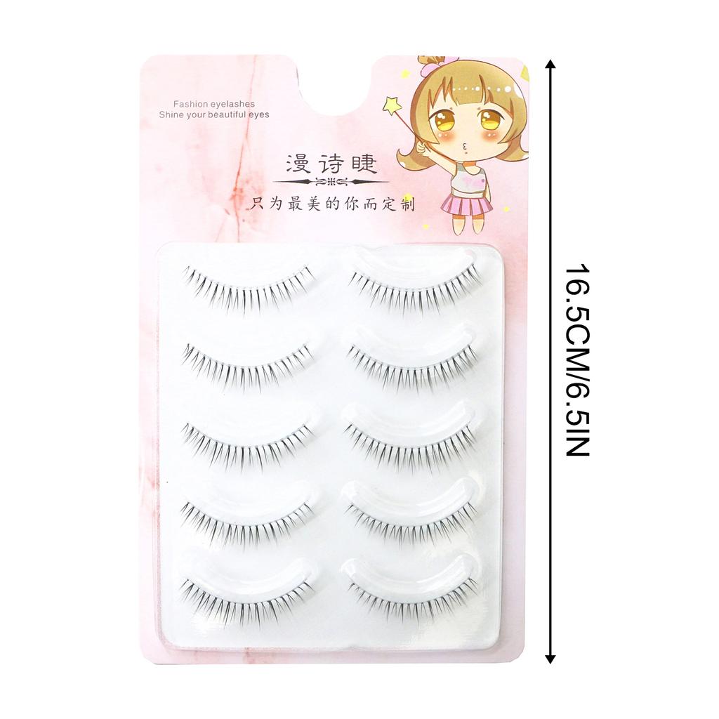 One-Piece Pointy False Eyelashes with Transparent Stem Natural Korean Style for Stage Performance