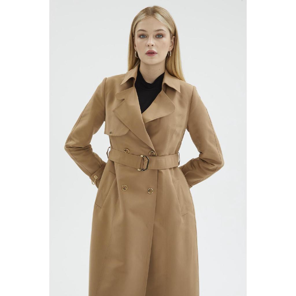 Łańcuszek i pasek Szczegółowy czarny trencz 12615