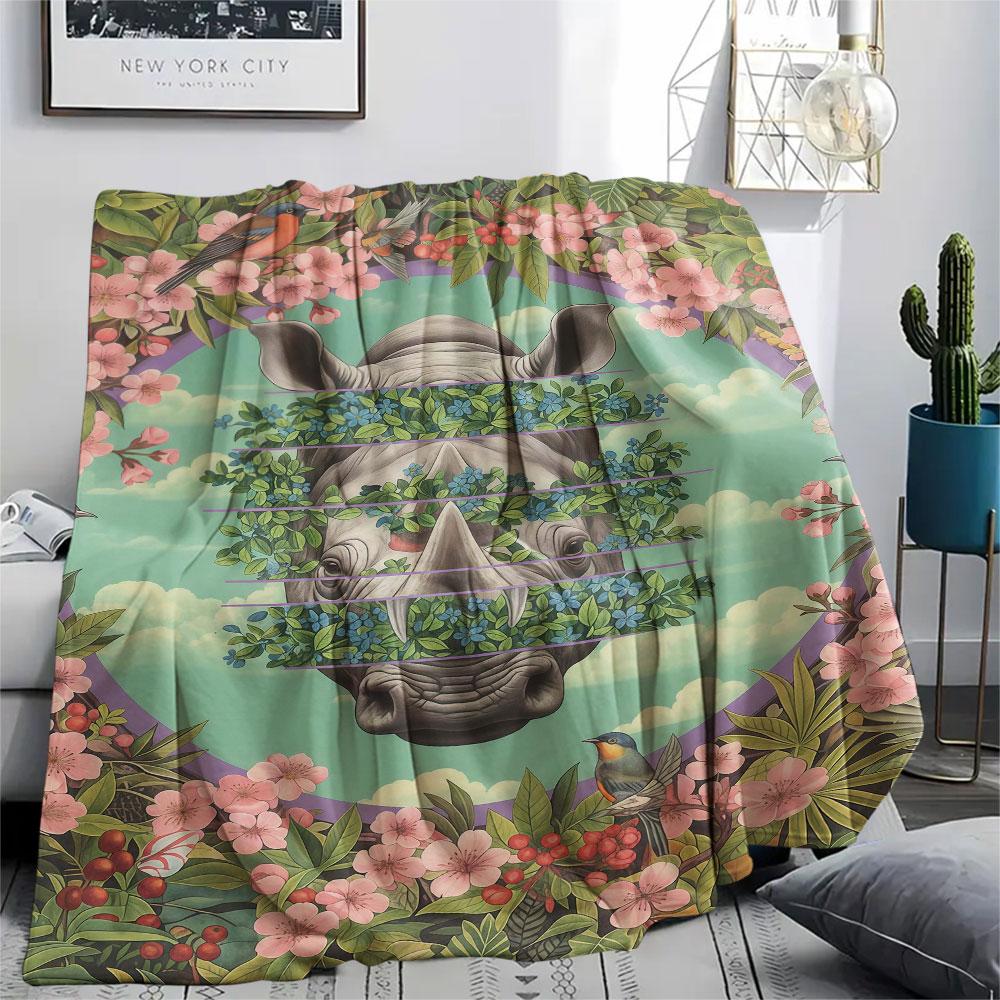 1Pc SplashingAnimals Print Flannel Blanket, High Quality Comfortable for All Seasons, Home Decor, Warmth and Comfort, Perfect for Christmas Gifts