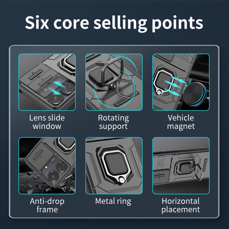 Capa For Xiaomi Redmi 13C 4G Case Car Magnetic Ring Holder Armor Phone Case For Redmi13C Redmy 13C 13 C C13 Lens Protector Cover