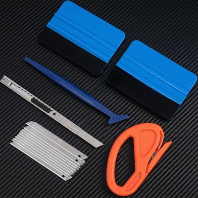 Kit de Ferramentas para Insulfilm de Vidro de Carro com Rodo Raspador Faca Raspador de Borda e Lâminas Múltiplas para Aplicação e Remoção de Vinil em Veículos