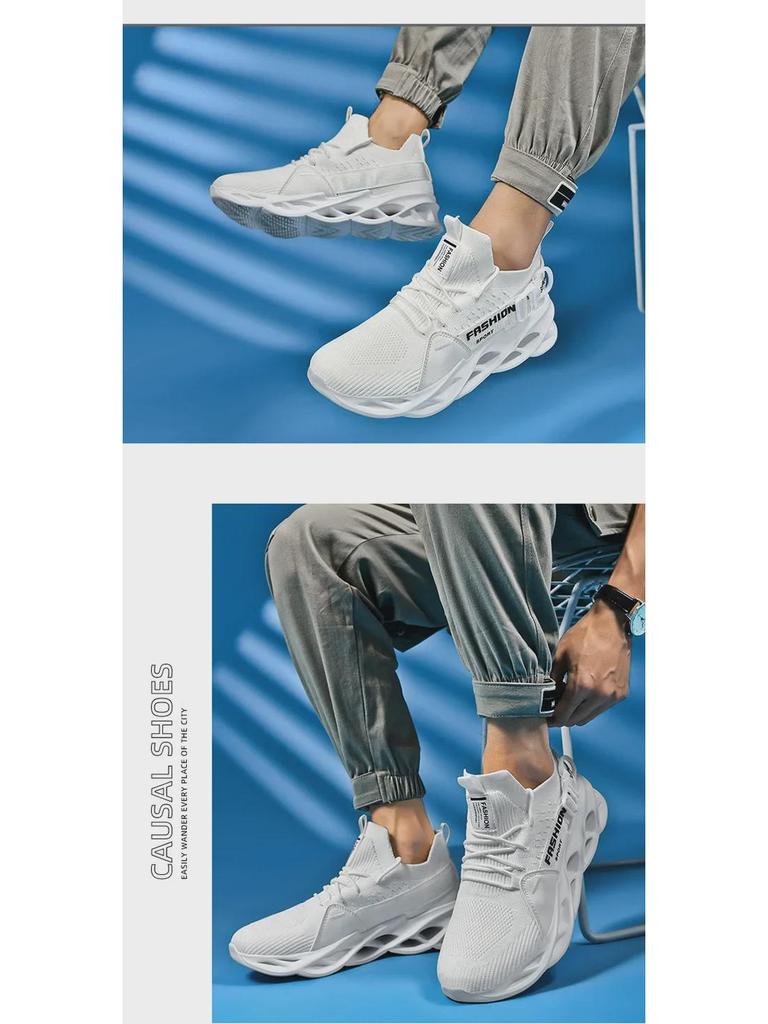 Men’s Large Size 46 Flyknit Mesh Casual Running Shoes - Breathable Trendy Spring Sports Sneakers