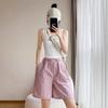 Women's Pink Quick-Dry High Waist Cargo Shorts - Loose, Lightweight, Wide-Leg Summer Sports Pants.