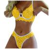 Women Sexy Lace Wireless Bowknot Bra Thong Lingerie Underwear Pajamas Set