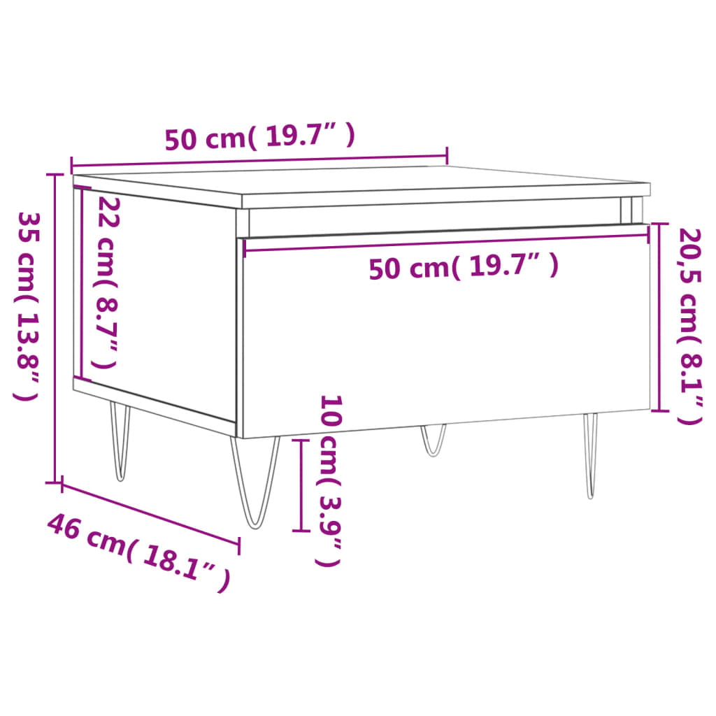 Coffee Tables 2 pcs High Gloss White 50 x 46 x 35 cm Particleboard