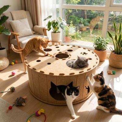 Atmungsaktives Katzen-Tunnelhaus Verschleißfestes Kratzbrett Katzen-Tunnel Spielzentrum Zuhause Innenbereich