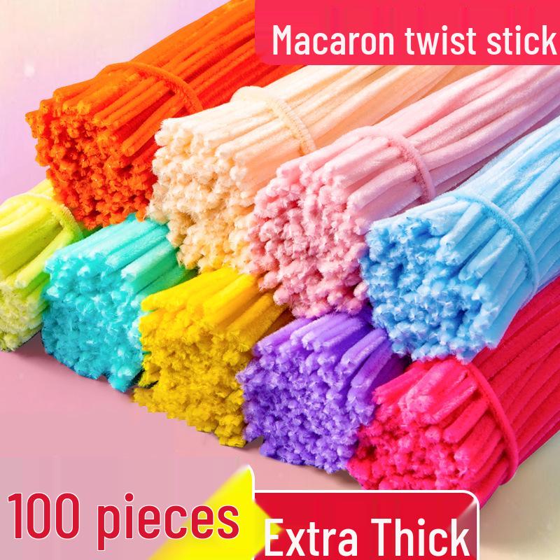 Ensemble de bâtons pour racines de cheveux DIY faits à la main: Peluche Twist Macaron Coloré Extra Dense pour Enfants