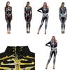 Fashionable Skeleton Jumpsuit For Women With Long Sleeves And Zipper Design