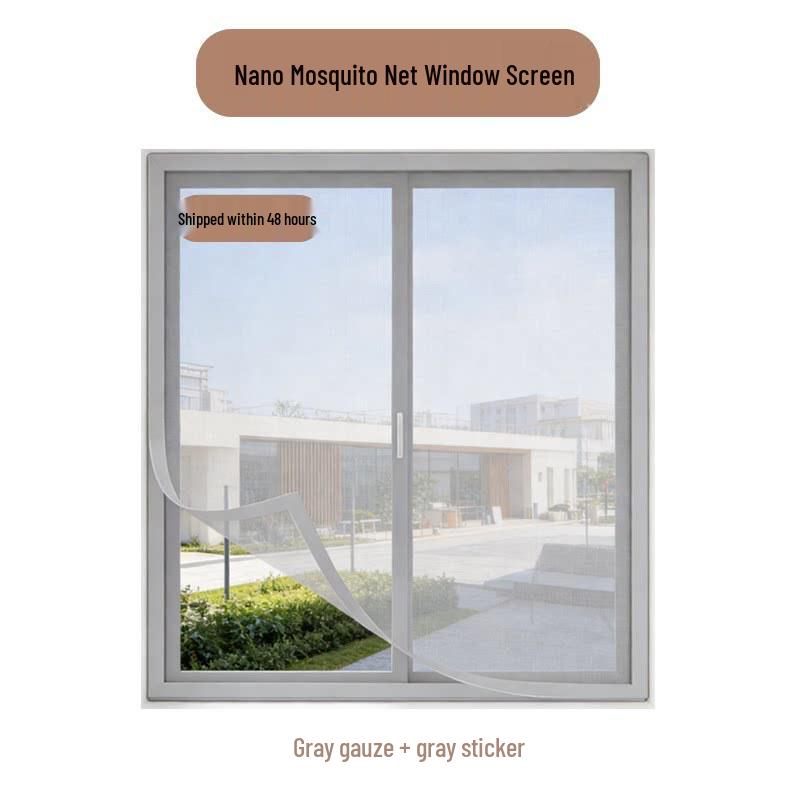 Nano Mesh Home Window Screen with Tape - Invisible, Self-Install, Encrypted, Hole-Free Mosquito Net