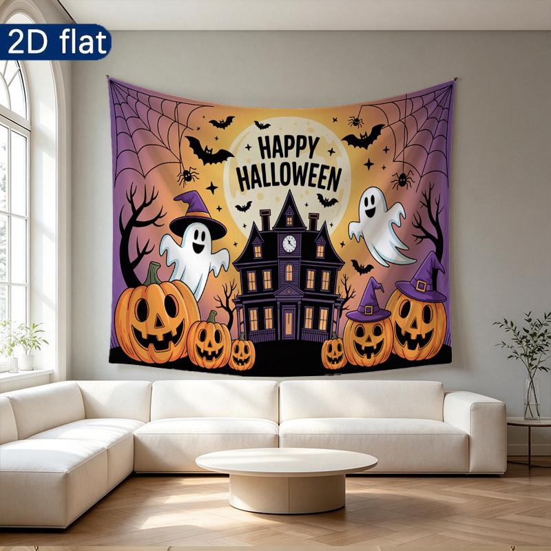 Party Backdrop Halloween Flat Banners Pumpkin Ghost Spooky Celebrations Wedding Enthusiasts Photo Booth Decor Front Door Decor