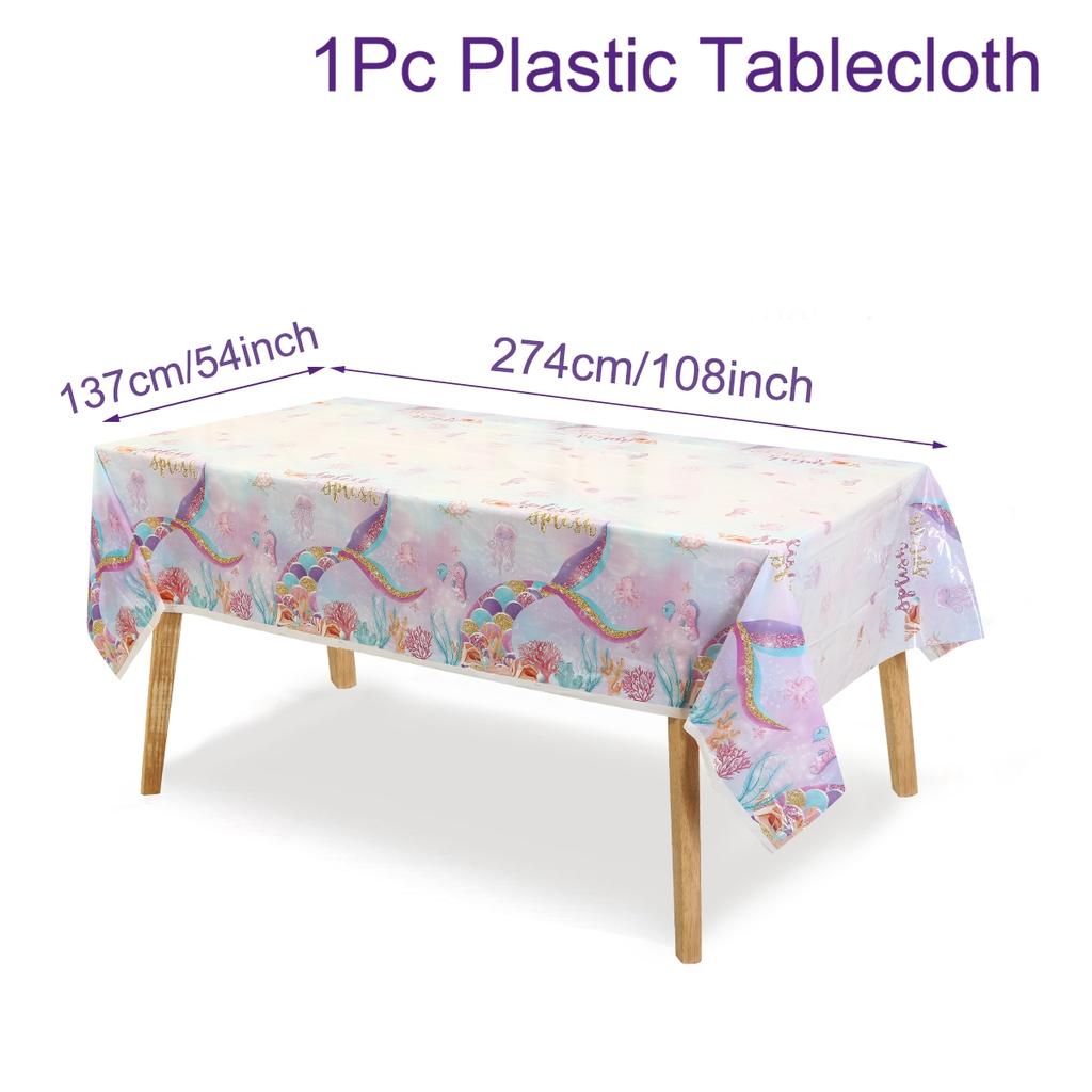 Mermaid Iridescence Plastic Tablecloths,Mermaid Laser Table Cloths for Girls Birthday Wedding Disco Mermaid Themed Party Decor