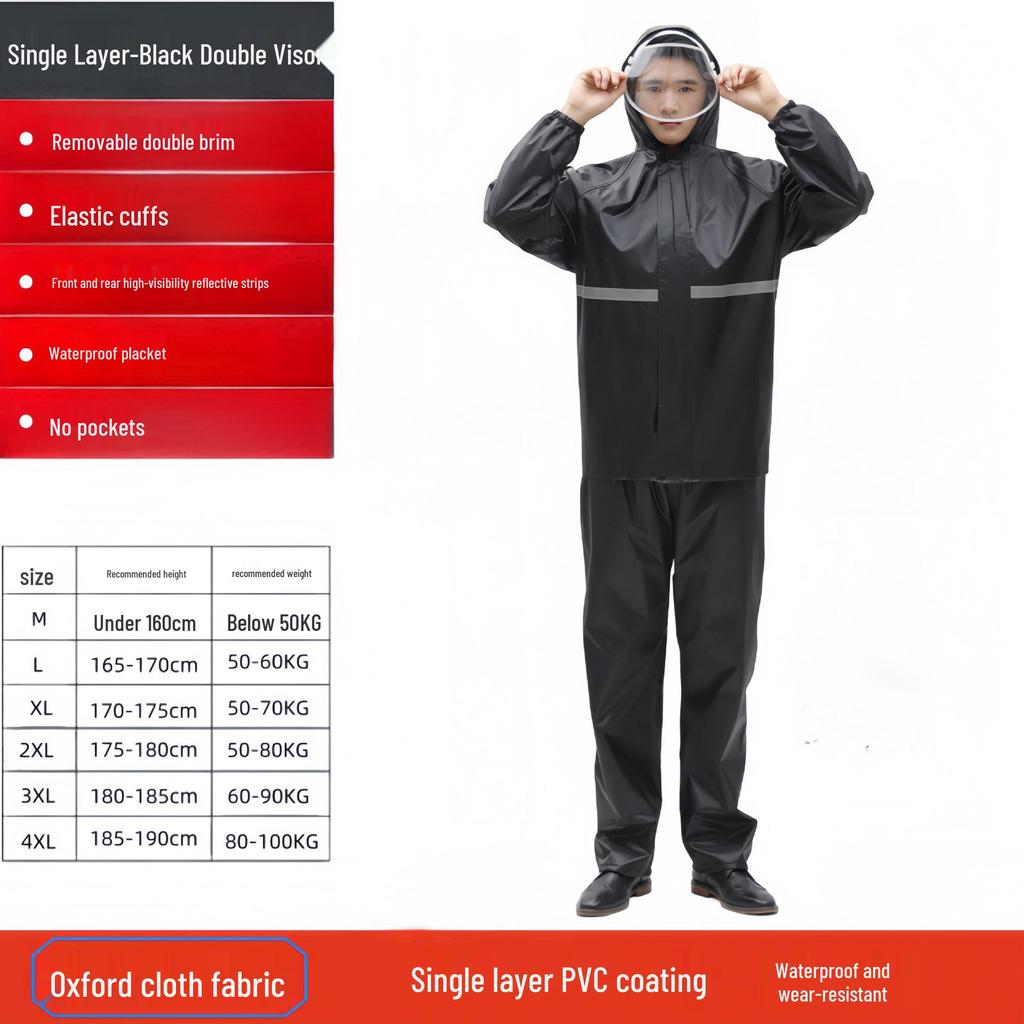 Protective Reflective Motorcycle Rain Suit - Ideal for Construction, Cycling & Riding