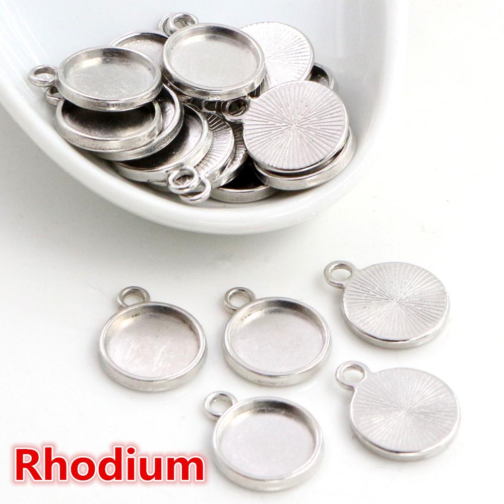 50pcs 8 10mm Inner Size Classic 7 Colors Plated One Sided Single Hanging Simple Style Cabochon Base Setting Charms Pendant