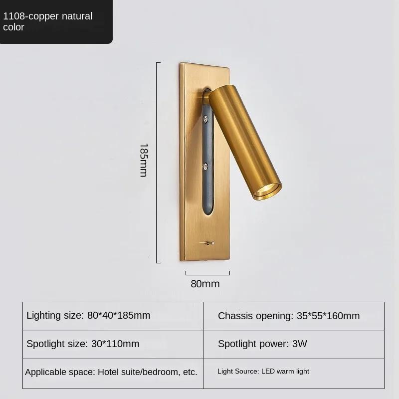 LED Wall Lamp Reading Light For Bedroom Hotel Bedside Spotlight Rotatable Lighting Nordic Modern High Quality Indoor Decoration