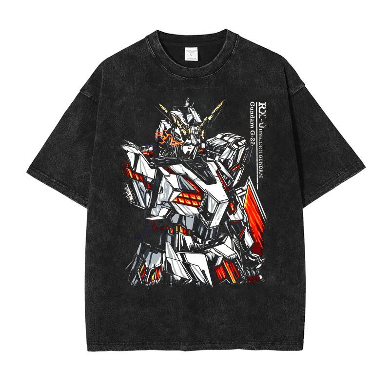 

Футболка с принтом Mobile Suit Gundam Мужская и Женская Стиранная Футболка Высококачественная Винтажная Хлопковая Футболка Harajuku YK Топы M