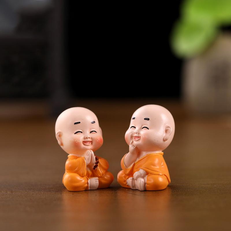 7Pcs Creative Naughty Four Non Zen Little Monk Decorative Accessories Little Shami Car Desktop Tea Table Ornament