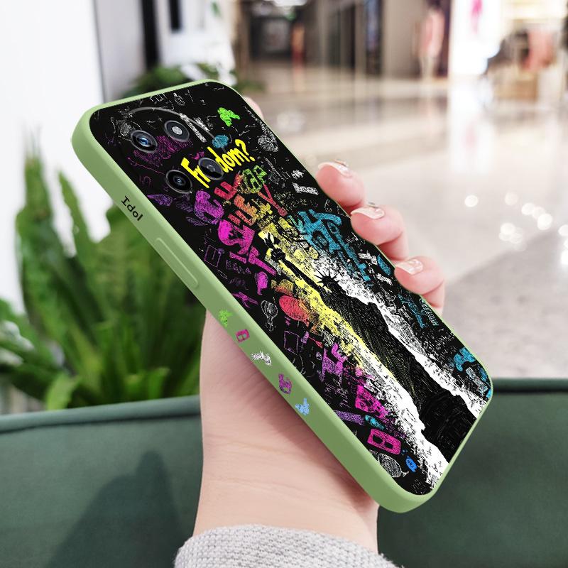 

Graffiti Goddess Phone Case For OPPO Realme 14 13 12 11 10 9 9i 8 8i 7 Pro Plus C35 C21Y C25Y C25 Liquid Silicone Cover Realme 14 ProPlus 5G світло-зелений колір