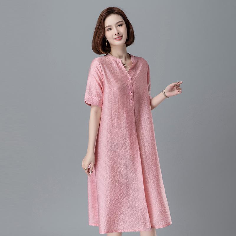 Women's 2025 Tencel A-Line Dress: Loose, Plus Size, Summer Fashion for Middle-Aged Women
