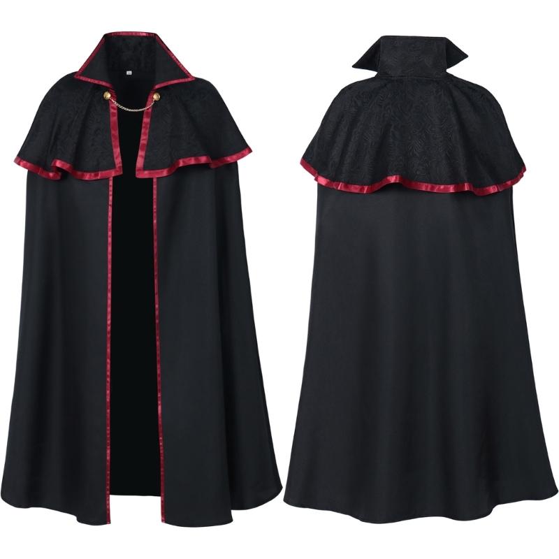 Medieval Cape with Chain Halloween Costumes Cape Vampires Cape Long Cape Halloween Cloak for Carnivals Party