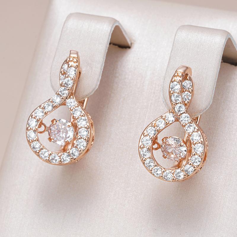 Kienl   Rose Gold Color English Earrings For Women Vintage Glossy Metal Natural Zircon Accessories Trend Daily Jewelry