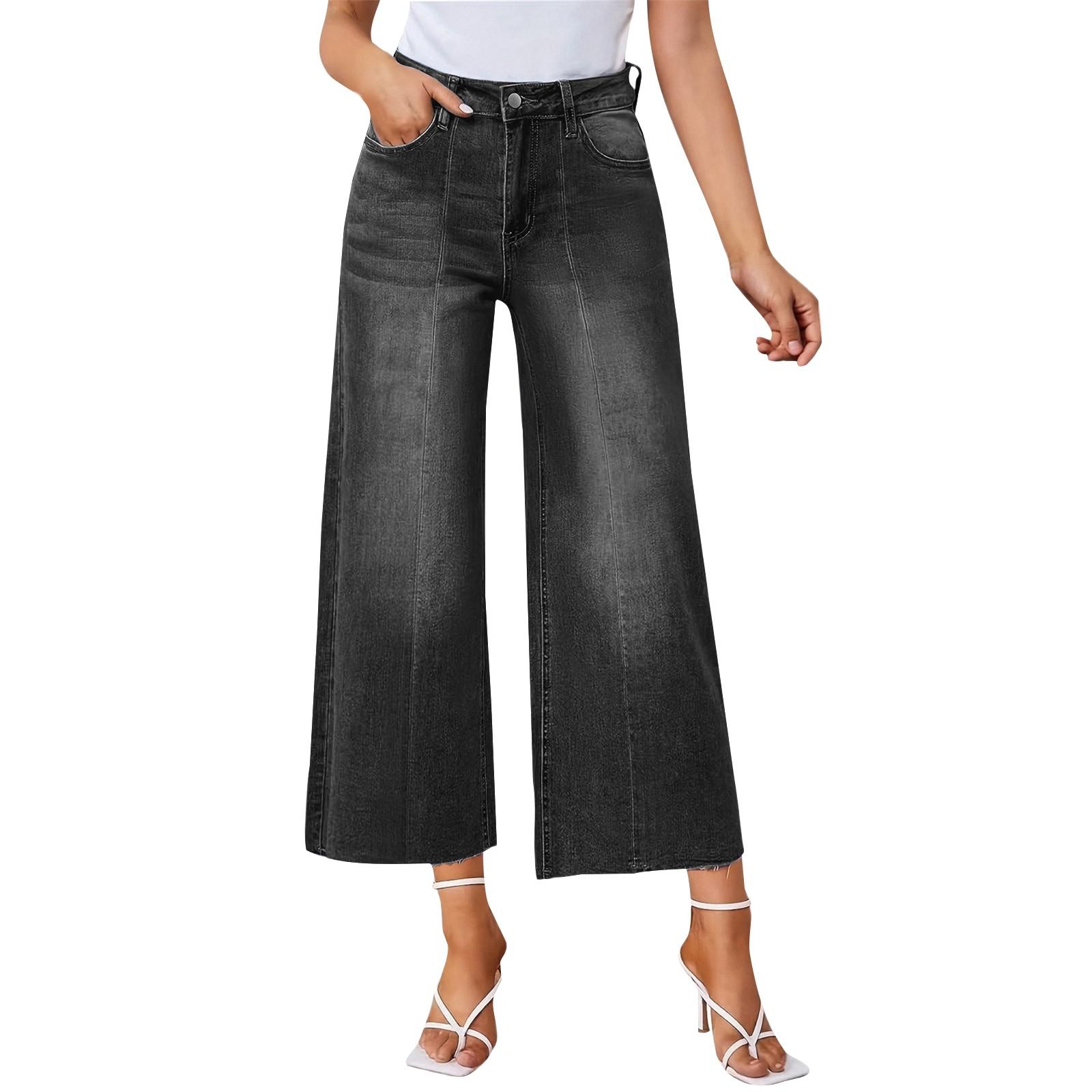 

Женские джинсовые классические универсальные модные брюки с высокой талией M чёрный