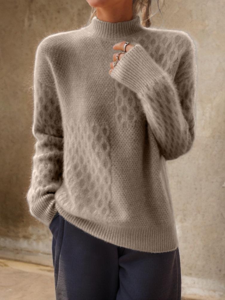 

Женский винтажный однотонный вязаный жаккардовый пуловер на осень/зиму 2025 Medium верблюд