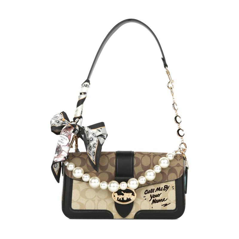 

COACH shoulder bag [Customized bag] Georgie 27 Jiuqi Dark Bear Classic Classic Presbyopia Fashion Versatile Artificial Leather Hand-Body Dark Bear чорний