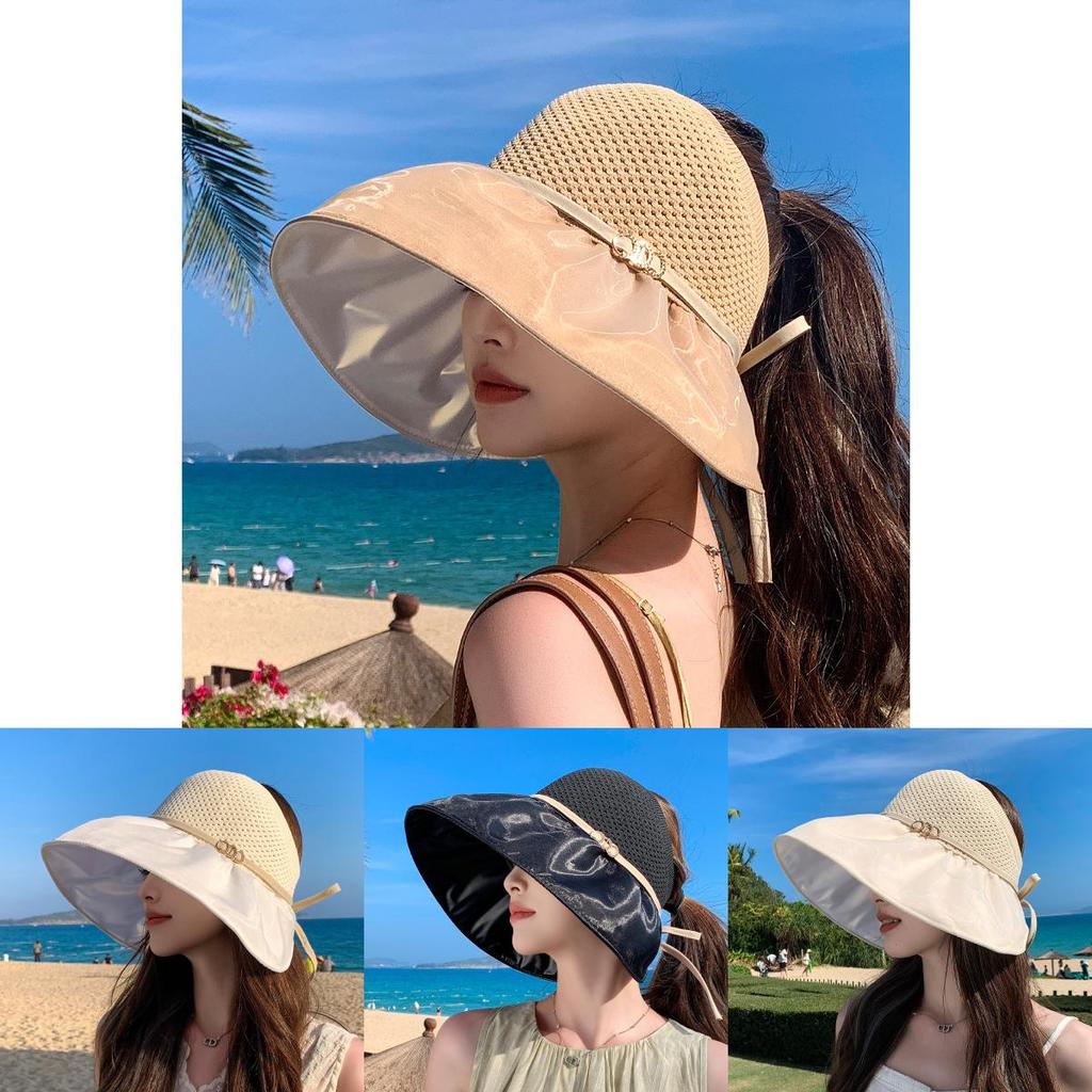 Summer Sun Protection Hat Women Large Brim Uv Shield Outdoor Sun Hat For Beach Travel
