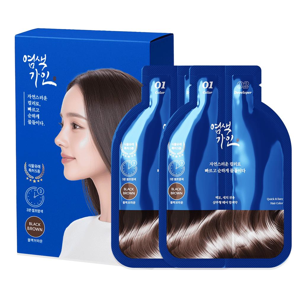 Chyeomgain Gray Hair Cover Dye Patented Ingredient 3-Minute Easy Dye 30 pcs Natural Black