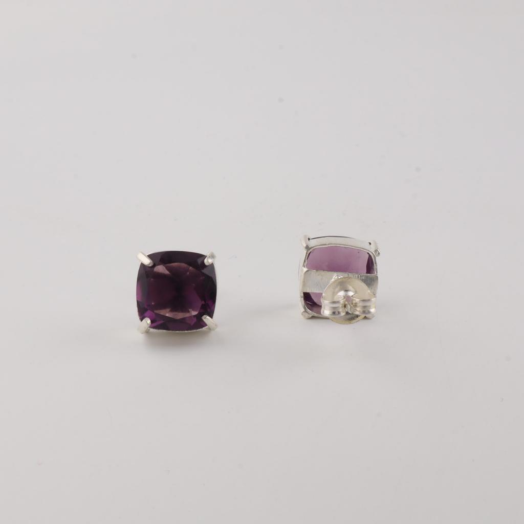 Amethyst Gemstone 925 Sterling Silver Handmade Women's Jewelry Pretty Studs Earring 1" For Anniversary Gift EE-181-6