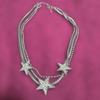 Used Star motif 3-strand necklace silver color