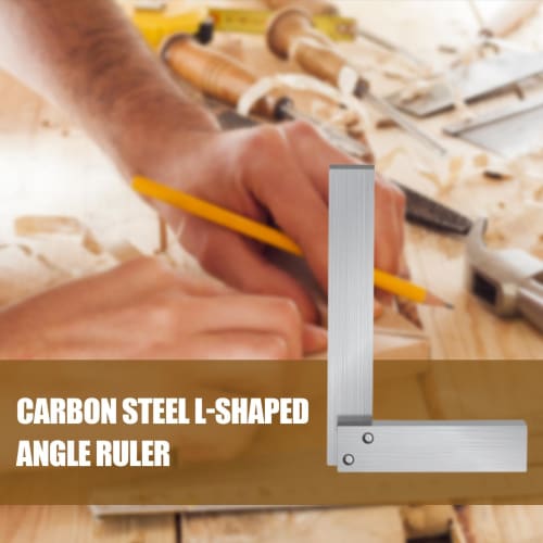 Right Angle Ruler, L-Shaped Ruler - Measuring Ruler Metal Square - L-Shaped Ruler, Carbon Steel Woodworking Square, Carbon Steel 90 Degree Wide-Seat R